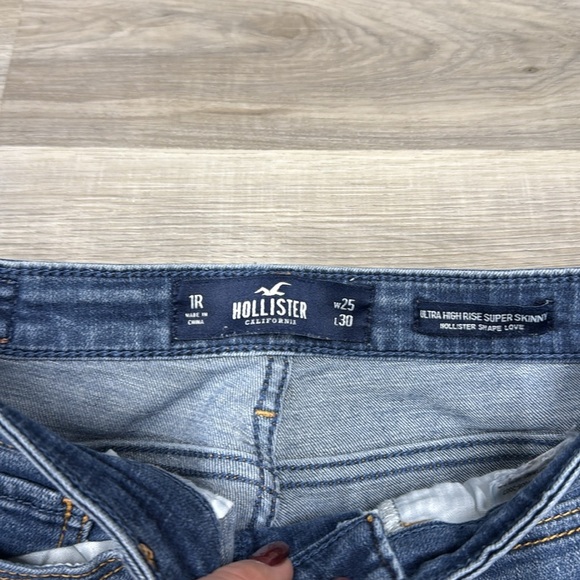 🏁 Hollister super high-rise skinny blue denim jeans size 25 - Picture 5 of 9